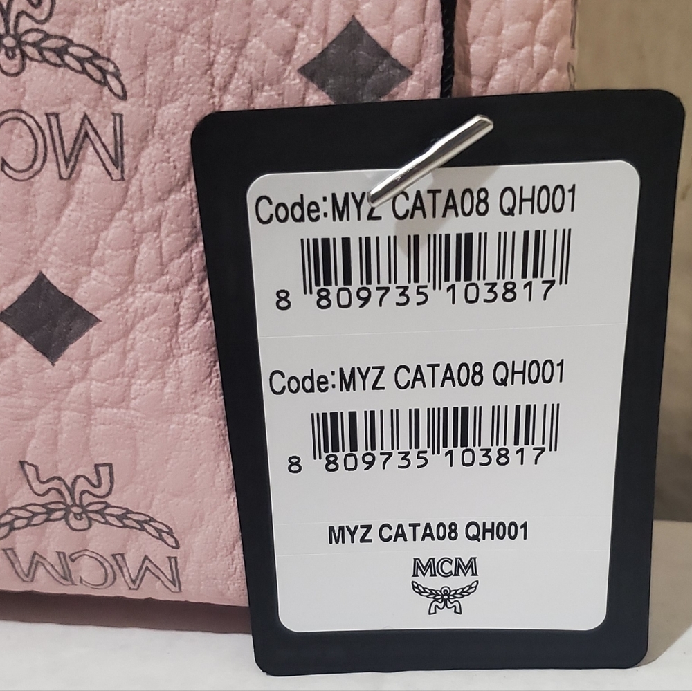 MCM Visetos Original Authentic Crossbody Bag Pouch Powder Pink & Wallet Combo - Picture 11 of 13
